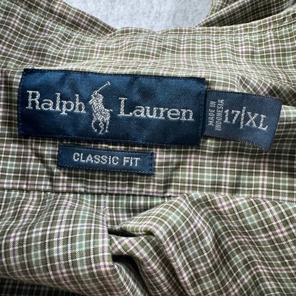 VTG Ralph Lauren Button Down Shirt Purple &Green Long Sleeve Purple Pony Classic - Picture 11 of 12